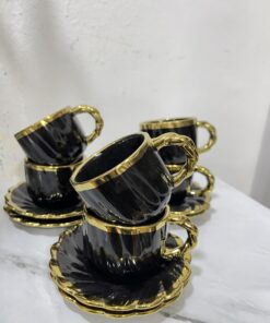 طقم فناجين قهوه بورسلان كنار جولد