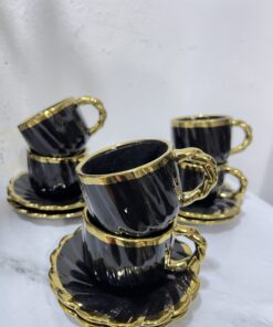 طقم فناجين قهوه بورسلان كنار جولد